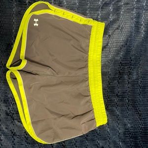 Gray/green Under Armour athletic shorts.